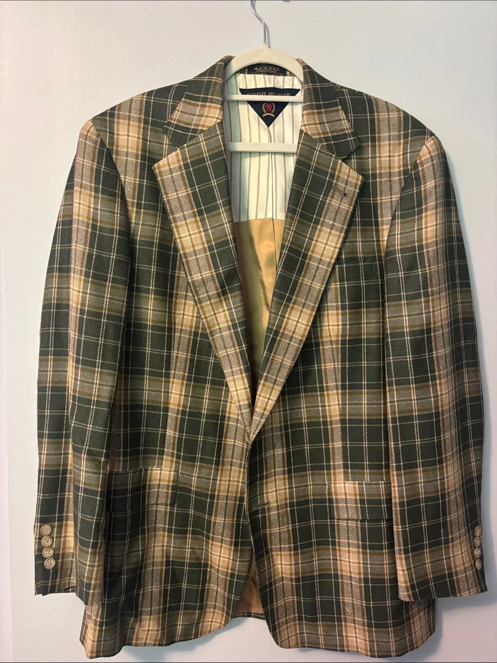 Tommy Hilfiger Olive & Tan Plaid Blazer